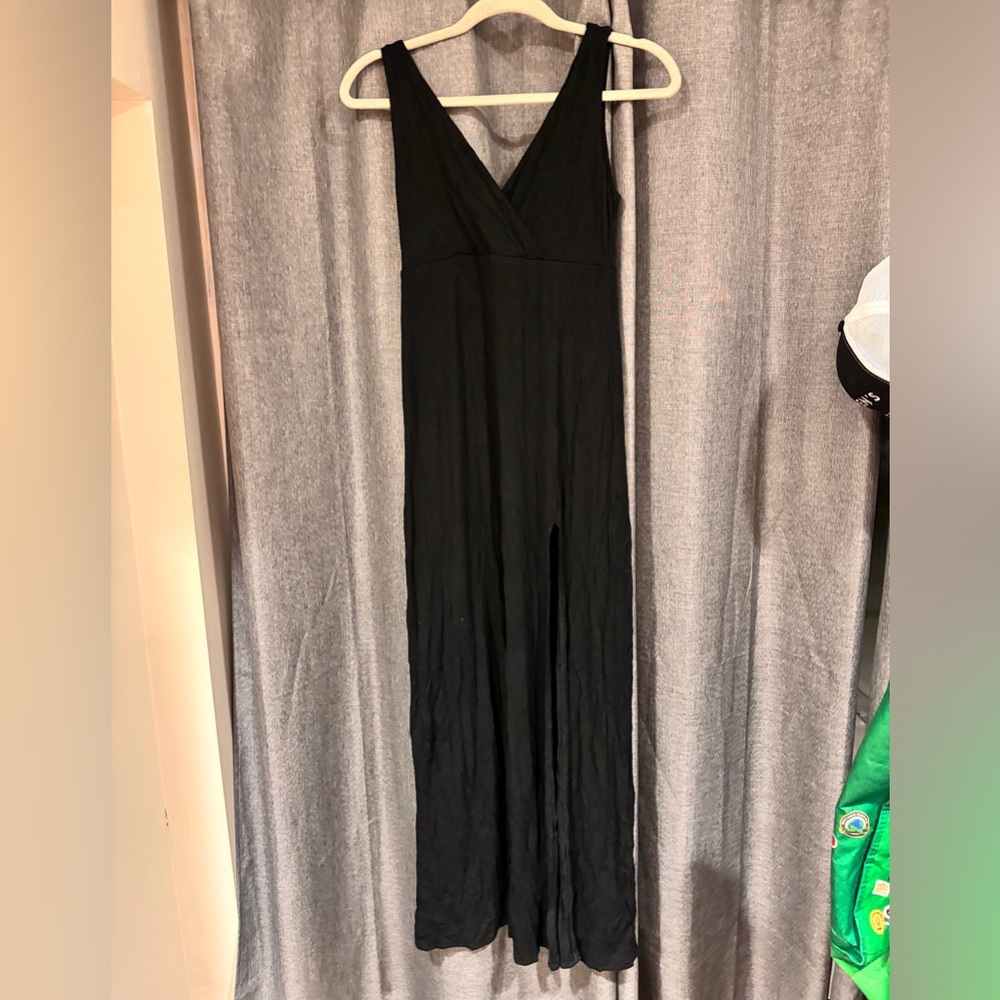 Solid black, casual maxi dress